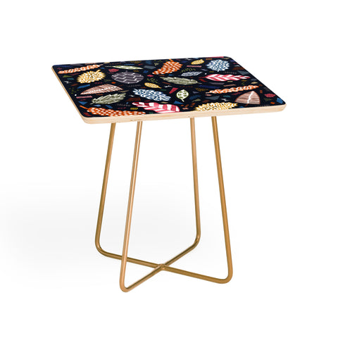 Ninola Design Graphic leaves textures Navy Side Table