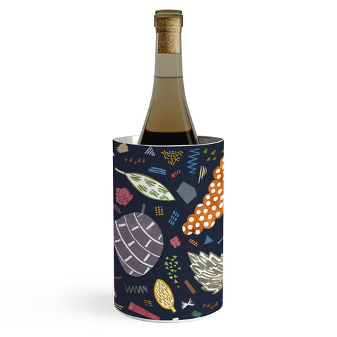 Ninola Design Graphic leaves textures Navy Wine Chiller