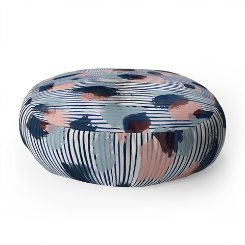 Ninola Design Graphic thoughts blue Floor Pillow Round