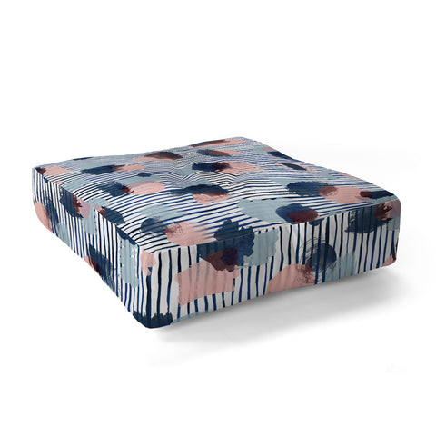 Ninola Design Graphic thoughts blue Floor Pillow Square