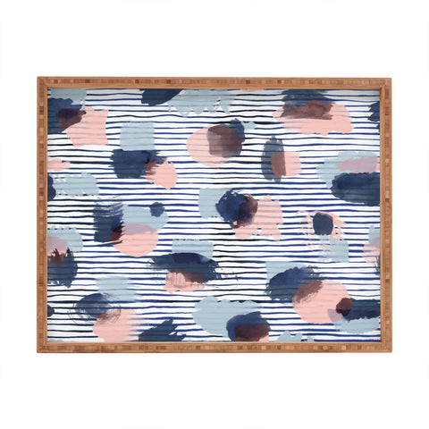 Ninola Design Graphic thoughts blue Rectangular Tray