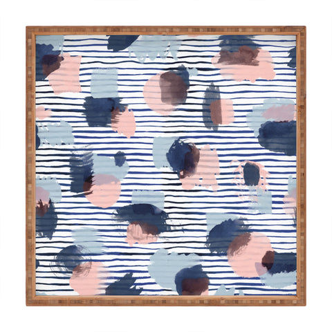 Ninola Design Graphic thoughts blue Square Tray