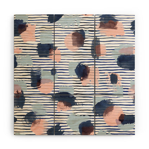 Ninola Design Graphic thoughts blue Wood Wall Mural