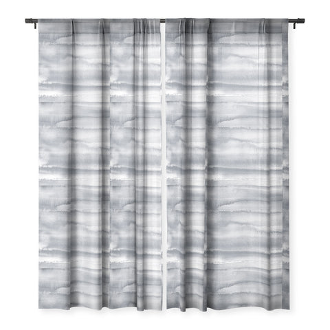 Ninola Design Gray Watercolor Gradient Sheer Window Curtain