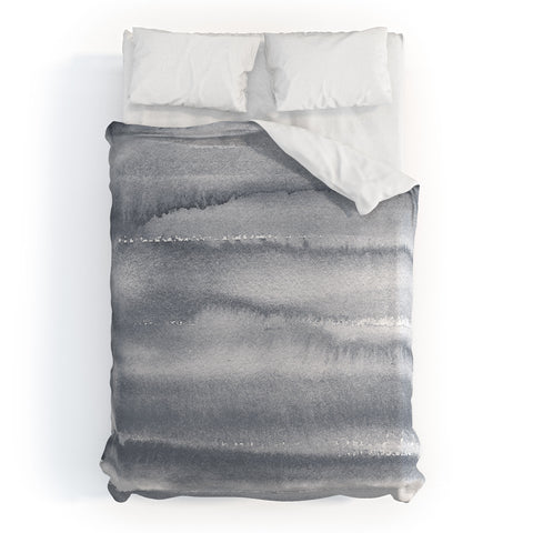 Ninola Design Gray Watercolor Gradient Duvet Cover