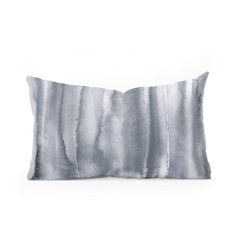 Ninola Design Gray Watercolor Gradient Oblong Throw Pillow