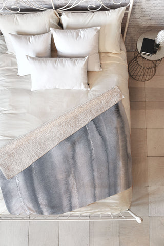 Ninola Design Gray Watercolor Gradient Fleece Throw Blanket
