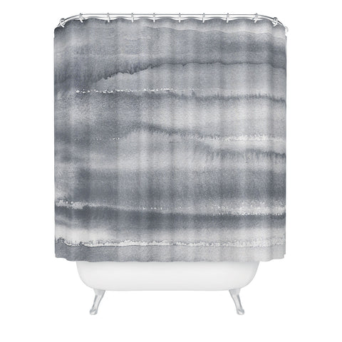 Ninola Design Gray Watercolor Gradient Shower Curtain
