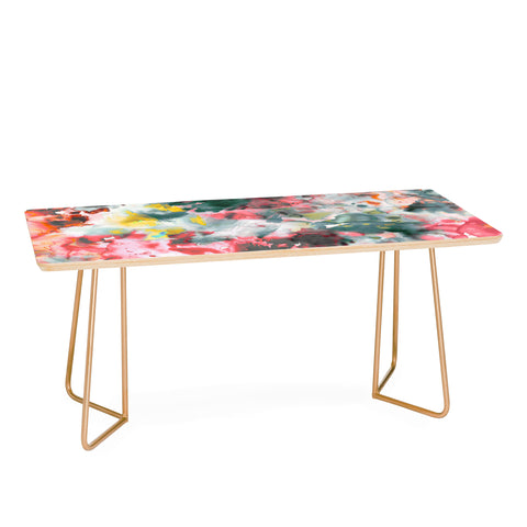 Ninola Design Green and coral ink washes painting Coffee Table