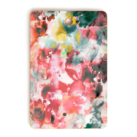 Ninola Design Green and coral ink washes painting Cutting Board Rectangle