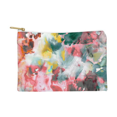 Ninola Design Green and coral ink washes painting Pouch