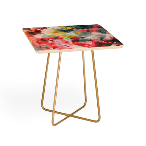 Ninola Design Green and coral ink washes painting Side Table