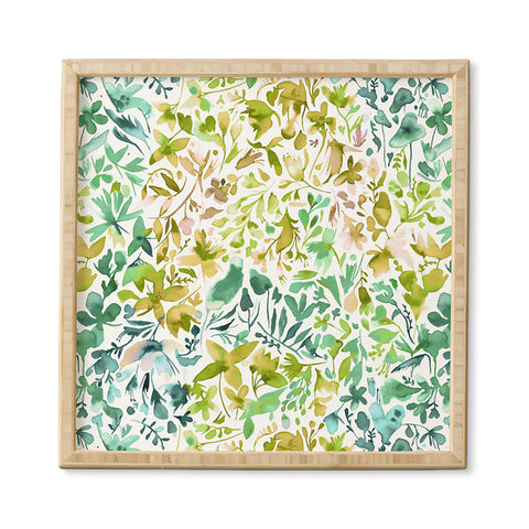 Ninola Design Green flowers and plants ivy Framed Wall Art