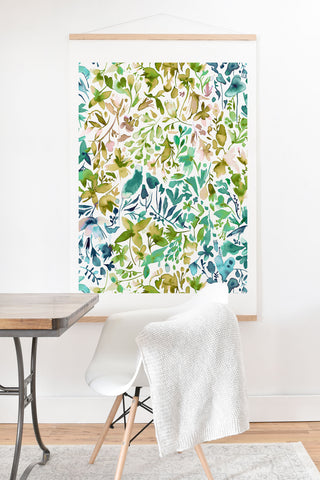 Ninola Design Green flowers and plants ivy Art Print And Hanger