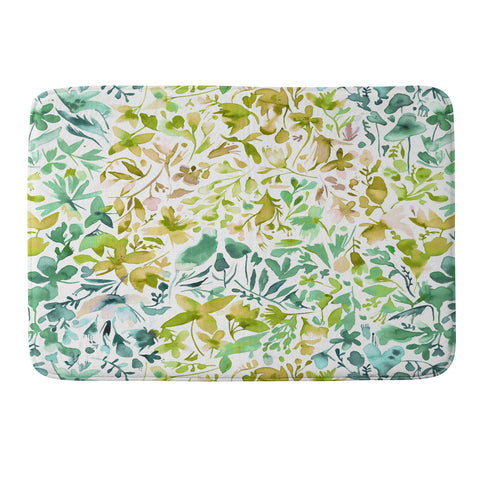 Ninola Design Green flowers and plants ivy Memory Foam Bath Mat