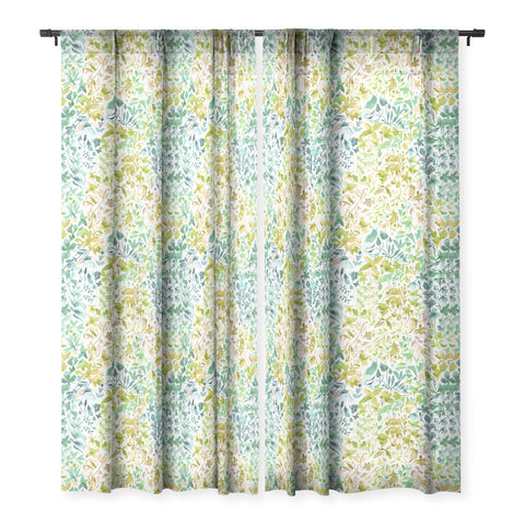 Ninola Design Green flowers and plants ivy Sheer Window Curtain
