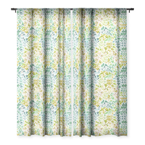 Ninola Design Green flowers and plants ivy Sheer Window Curtain