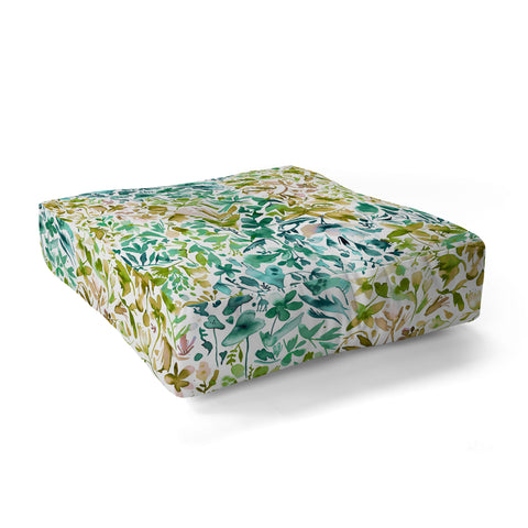 Ninola Design Green flowers and plants ivy Floor Pillow Square