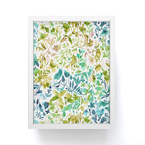 Ninola Design Green flowers and plants ivy Framed Mini Art Print