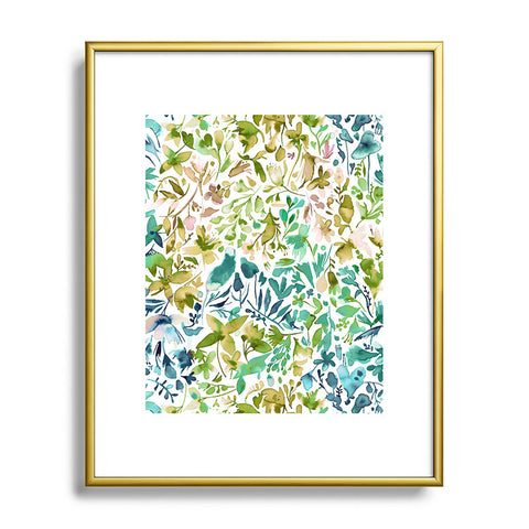 Ninola Design Green flowers and plants ivy Metal Framed Art Print