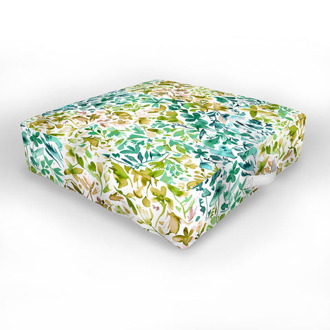 Ninola Design Green flowers and plants ivy Outdoor Floor Cushion