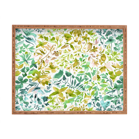 Ninola Design Green flowers and plants ivy Rectangular Tray