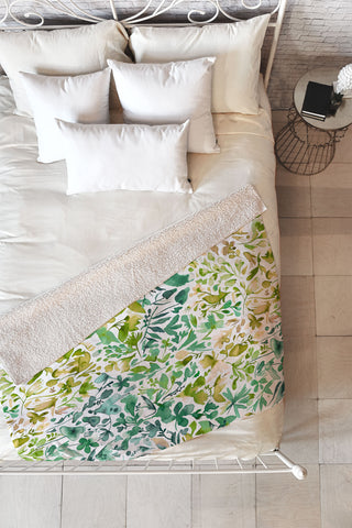 Ninola Design Green flowers and plants ivy Fleece Throw Blanket