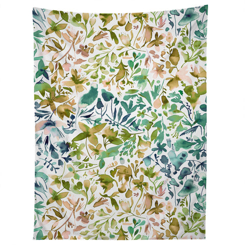 Ninola Design Green flowers and plants ivy Tapestry
