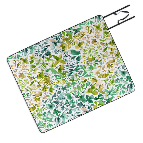 Ninola Design Green flowers and plants ivy Picnic Blanket