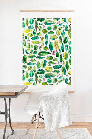 Ninola Design Green leaves botanical Art Print And Hanger