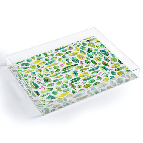 Ninola Design Green leaves botanical Acrylic Tray