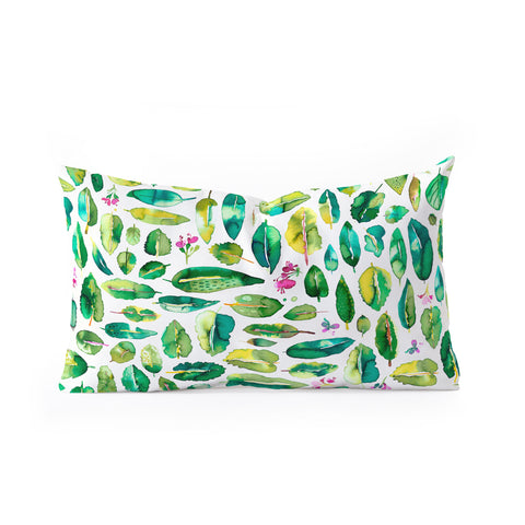 Ninola Design Green leaves botanical Oblong Throw Pillow