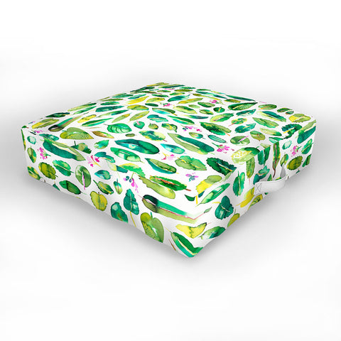 Ninola Design Green leaves botanical Outdoor Floor Cushion