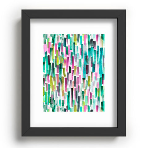 Ninola Design Green Modern Brushstrokes Nature Stripes Recessed Framing Rectangle