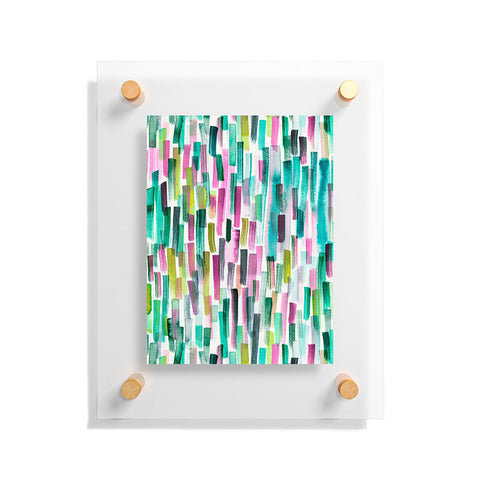 Ninola Design Green Modern Brushstrokes Nature Stripes Floating Acrylic Print