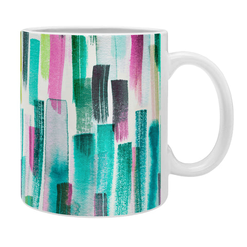 Ninola Design Green Modern Brushstrokes Nature Stripes Coffee Mug