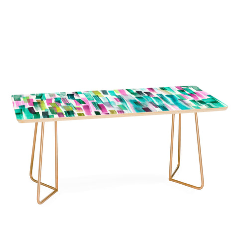 Ninola Design Green Modern Brushstrokes Nature Stripes Coffee Table