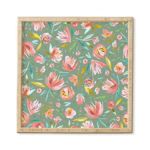 Ninola Design Green peonies festival floral Framed Wall Art