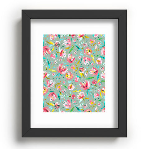 Ninola Design Green peonies festival floral Recessed Framing Rectangle