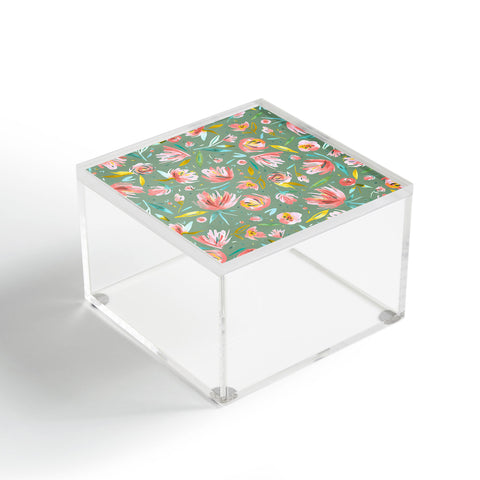 Ninola Design Green peonies festival floral Acrylic Box