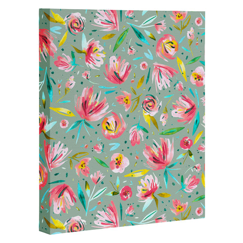 Ninola Design Green peonies festival floral Art Canvas