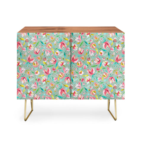 Ninola Design Green peonies festival floral Credenza