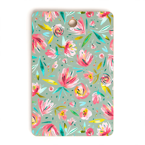 Ninola Design Green peonies festival floral Cutting Board Rectangle