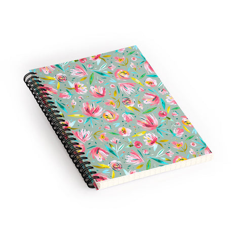 Ninola Design Green peonies festival floral Spiral Notebook