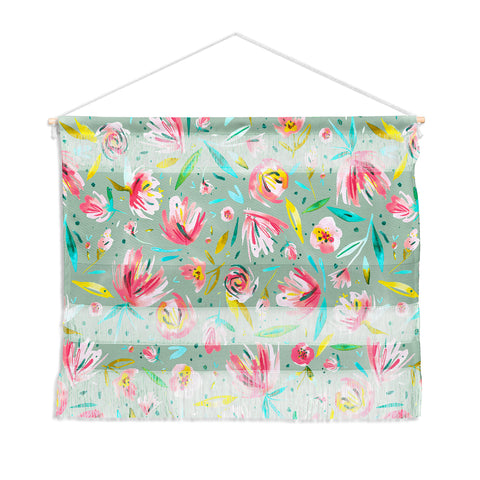 Ninola Design Green peonies festival floral Wall Hanging Landscape