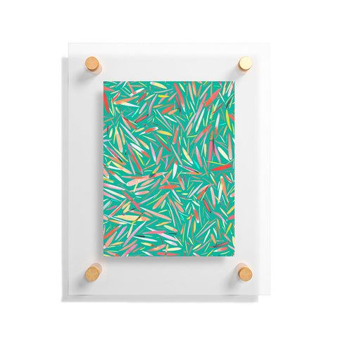 Ninola Design Green spring rain stripes abstract Floating Acrylic Print