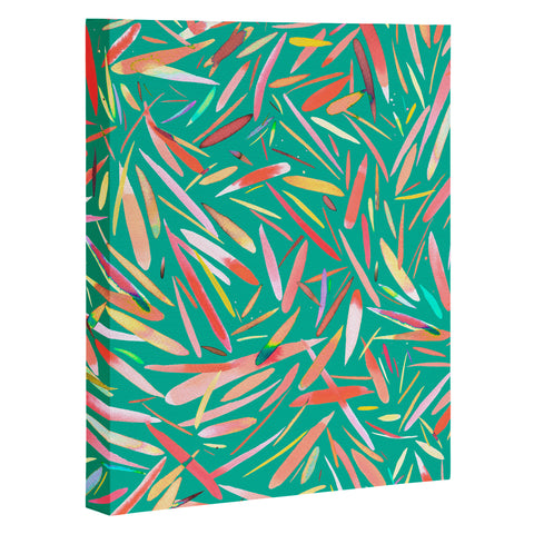 Ninola Design Green spring rain stripes abstract Art Canvas