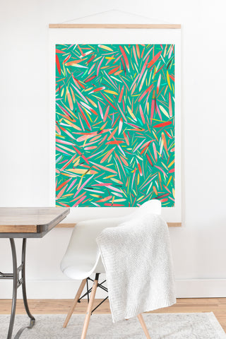 Ninola Design Green spring rain stripes abstract Art Print And Hanger
