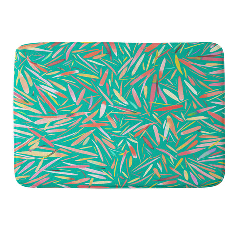 Ninola Design Green spring rain stripes abstract Memory Foam Bath Mat