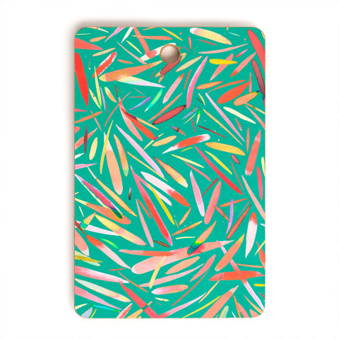 Ninola Design Green spring rain stripes abstract Cutting Board Rectangle